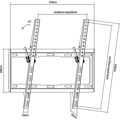 Equip 650311 32"-55" dönthető fekete fali TV konzol