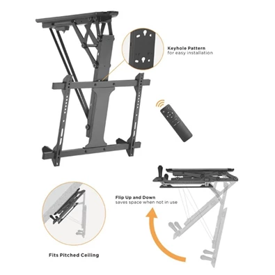 Equip 650321 32"-70" motoros, dönthető fekete mennyezeti TV konzol