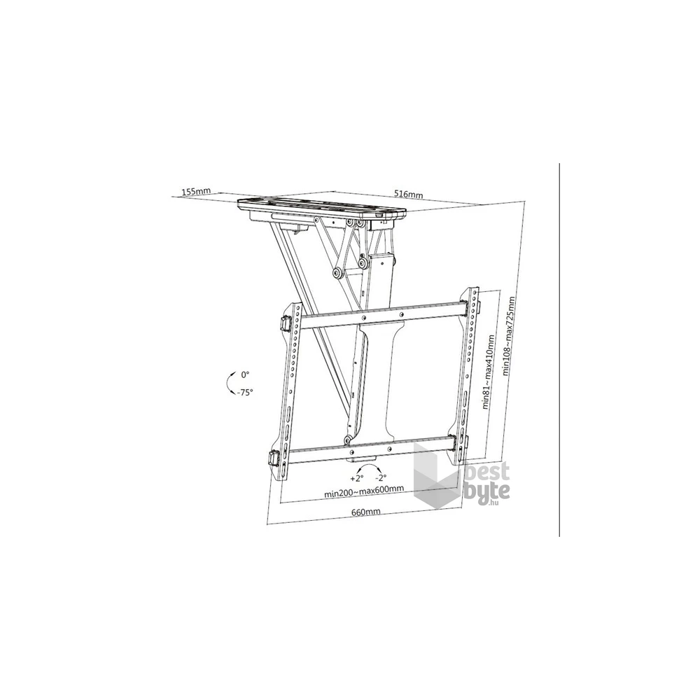 Equip 650321 32"-70" motoros, dönthető fekete mennyezeti TV konzol