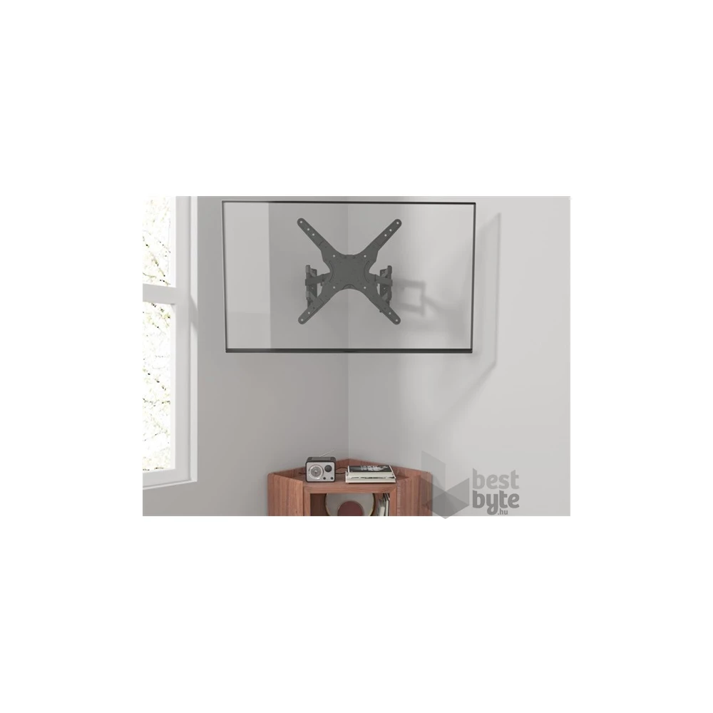 Equip 650328 23"-55" dönthető, forgatható fekete fali sarok TV konzol