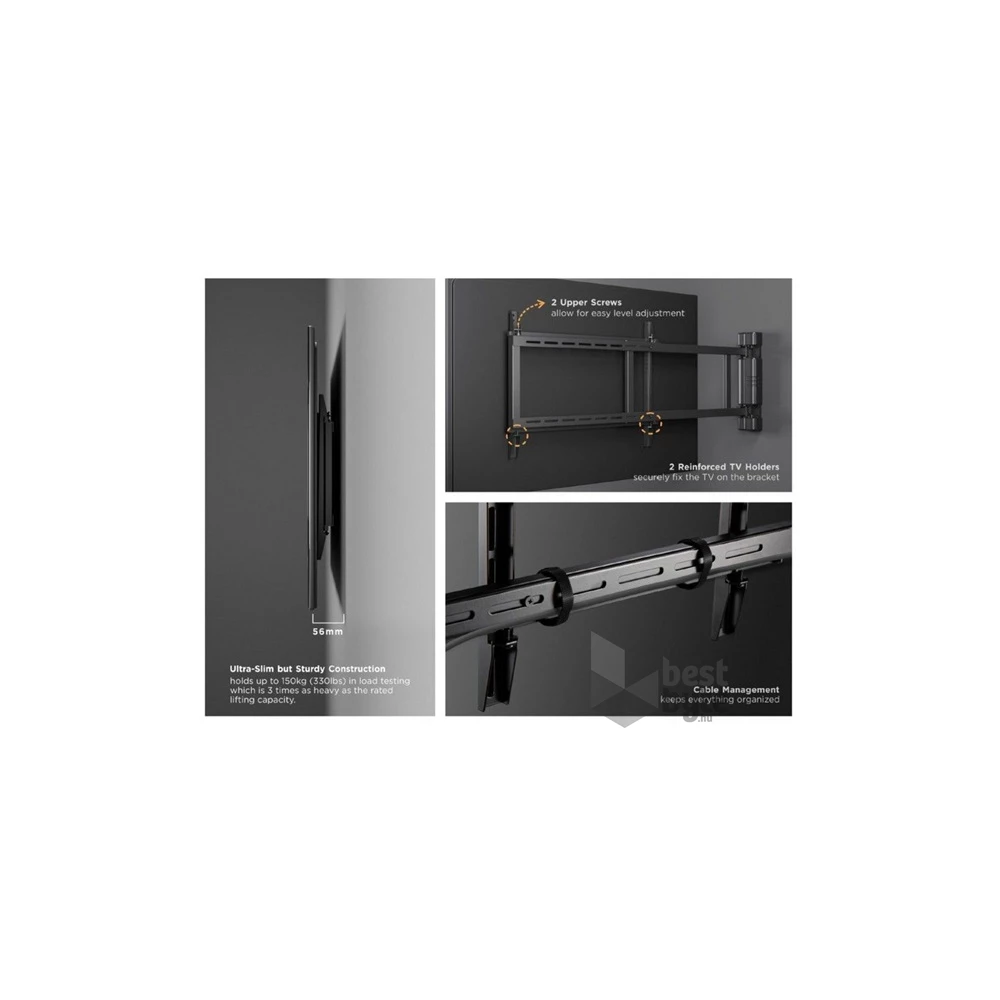 Equip 650336 32"-75" motoros max. 50kg fekete fali TV konzol