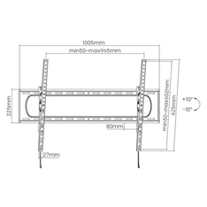 Equip 650339 60"-120", Max.: 120kg, dönthető, fekete fali TV konzol