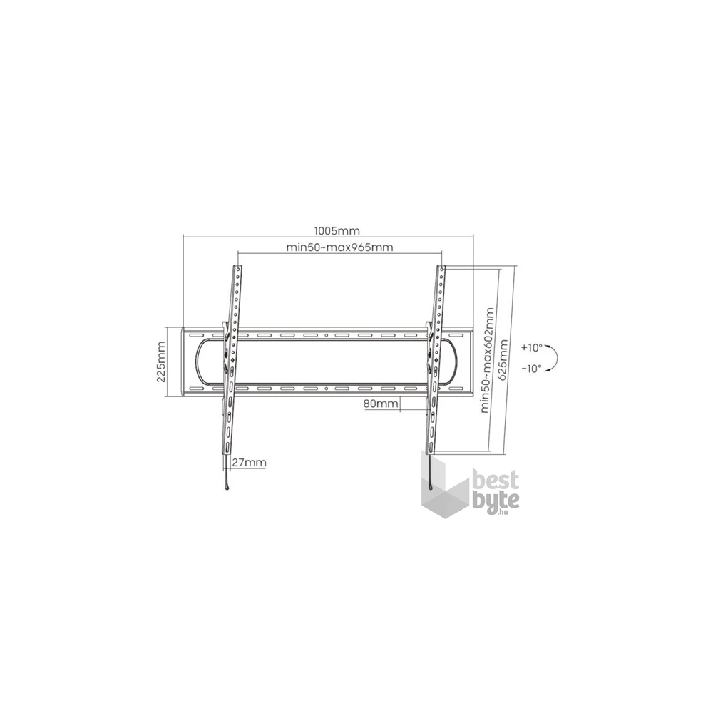 Equip 650339 60"-120", Max.: 120kg, dönthető, fekete fali TV konzol