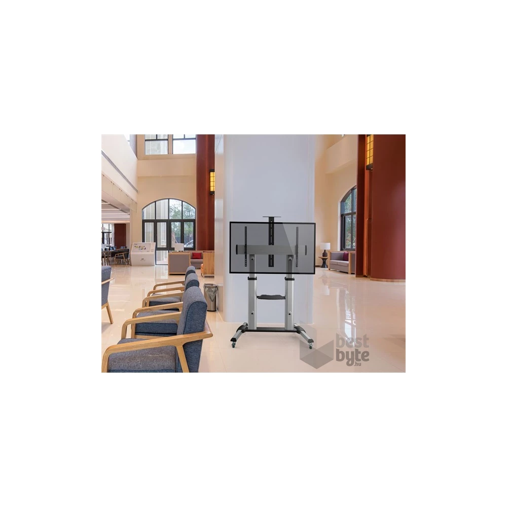 Equip 650605 60"-100" álló, dönthető, gurulós fekete/ezüst TV állvány