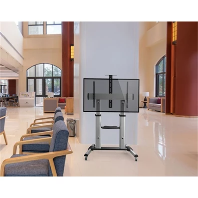 Equip 650605 60"-100" álló, dönthető, gurulós fekete/ezüst TV állvány
