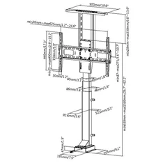 Equip 650606 37"-65" álló, beépíthető, motoros fekete TV/monitor állvány