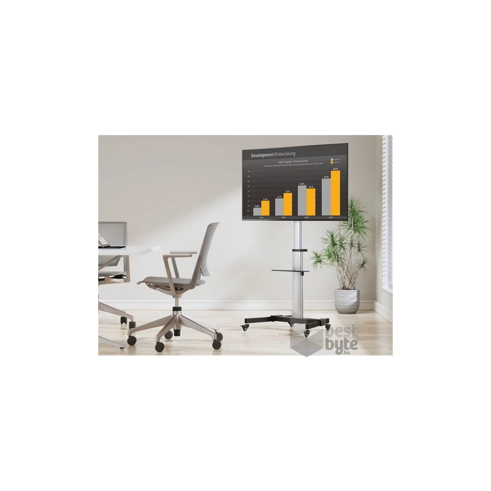 Equip 650630 37"-86" álló, gurulós, forgatható, dönthető fekete TV állvány