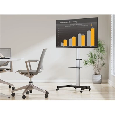 Equip 650630 37"-86" álló, gurulós, forgatható, dönthető fekete TV állvány