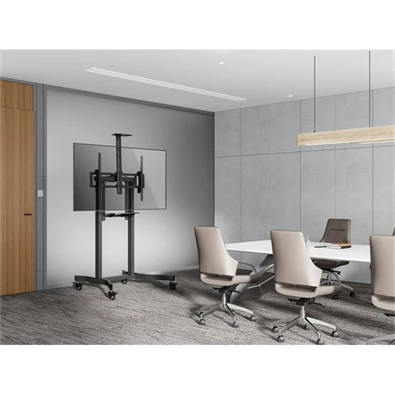 Equip 650633 55"-100" dönthető, állítható magasság motoros fekete gurulós TV állvány