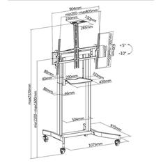 Equip 650633 55"-100" dönthető, állítható magasság motoros fekete gurulós TV állvány
