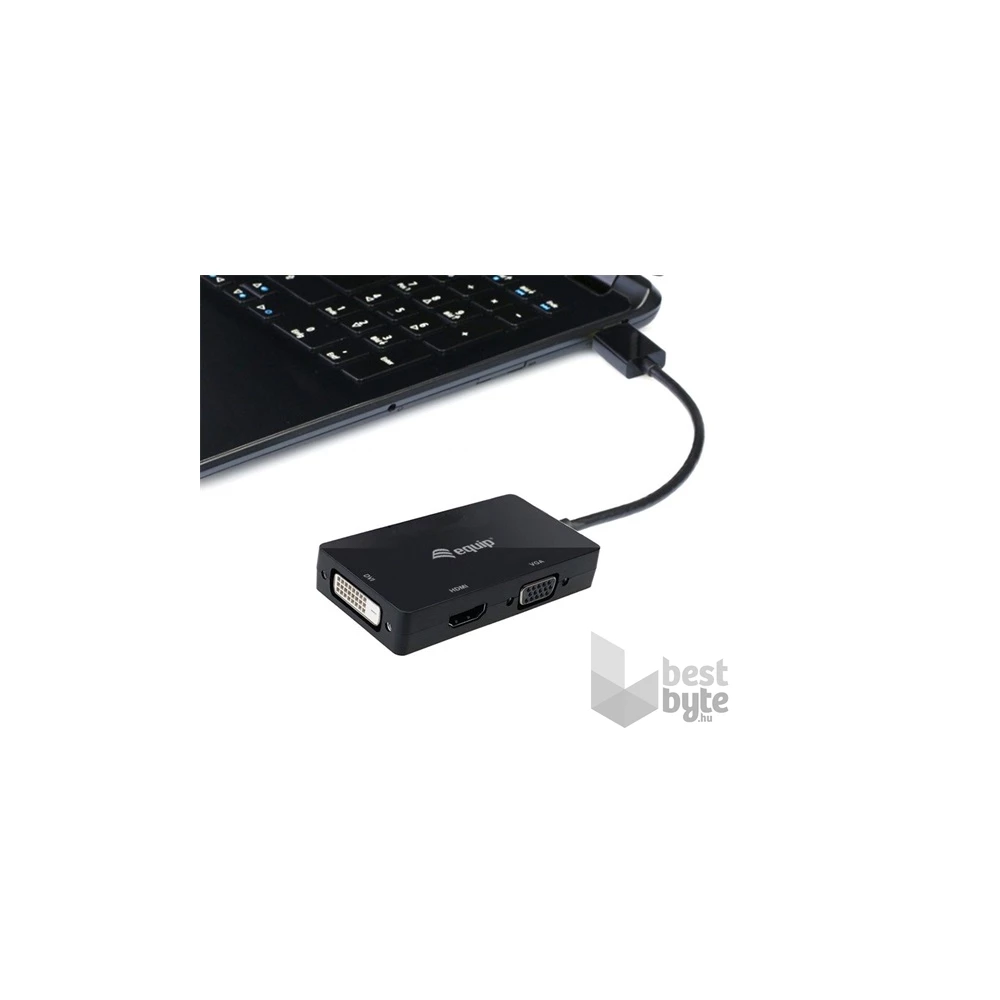 Equip Átalakító - 133441 (DisplayPort to VGA/HDMI/DVI, fekete)