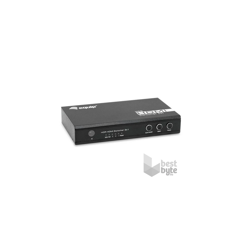 Equip HDMI Switch - 332725 (3x Bemenet, 1x Kimenet, USB tápellátás, aluminium, fekete)