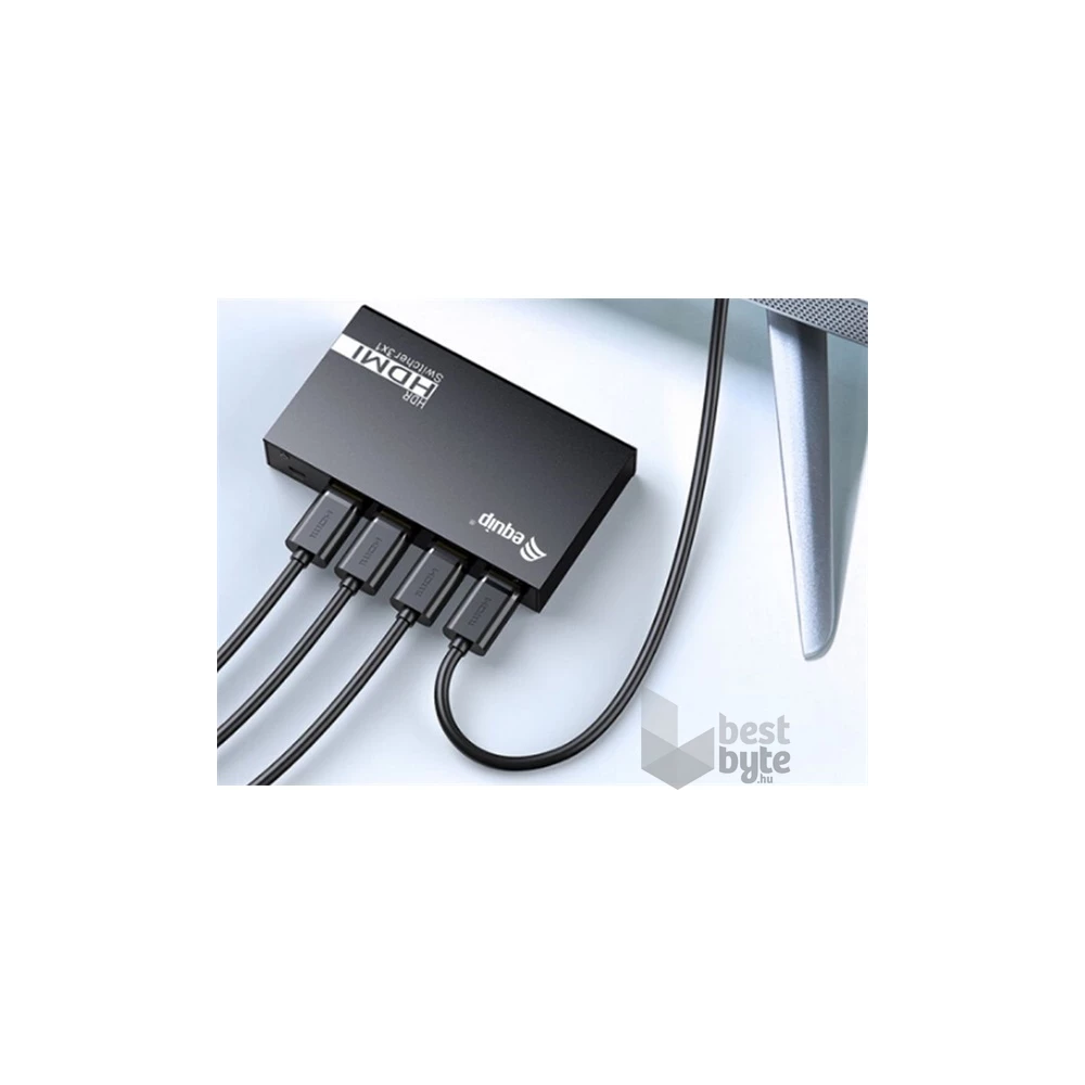 Equip HDMI Switch - 332725 (3x Bemenet, 1x Kimenet, USB tápellátás, aluminium, fekete)