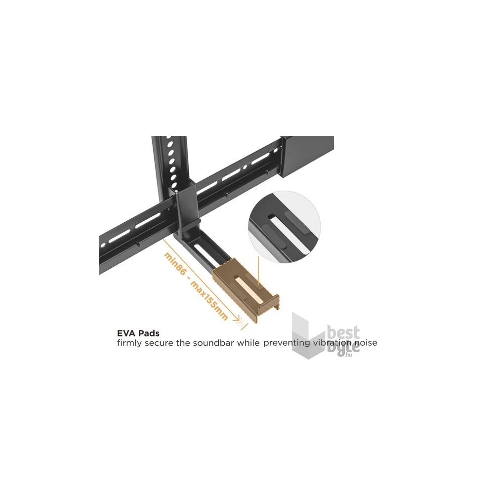Equip Soundbar fali konzol - 650895 (Támogatott szélesség: 86-155mm, rezgés csökkentés, fekete)