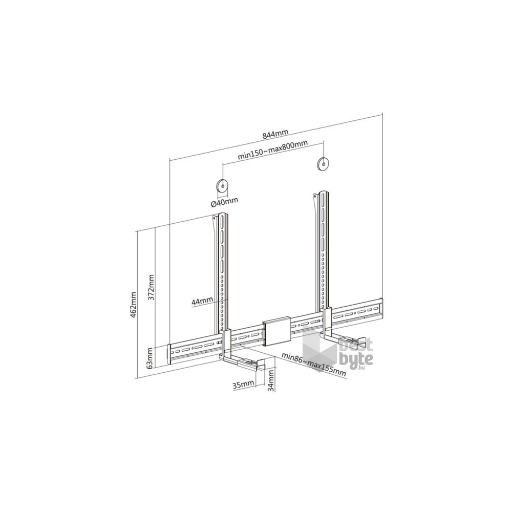 Equip Soundbar fali konzol - 650895 (Támogatott szélesség: 86-155mm, rezgés csökkentés, fekete)
