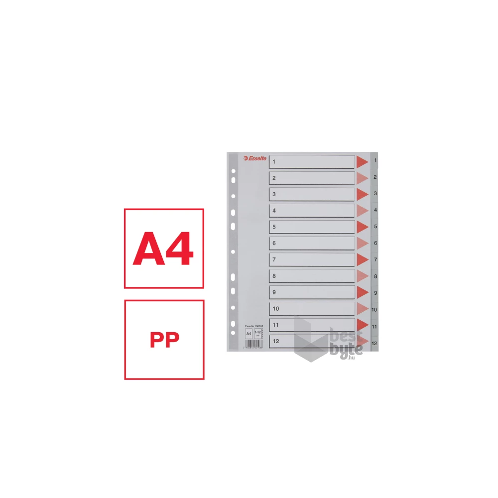 Esselte A4 1-12 műanyag regiszter
