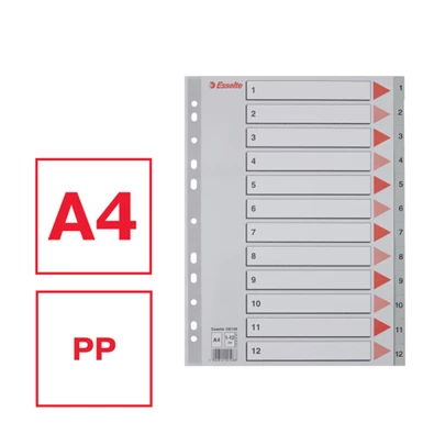 Esselte A4 1-12 műanyag regiszter