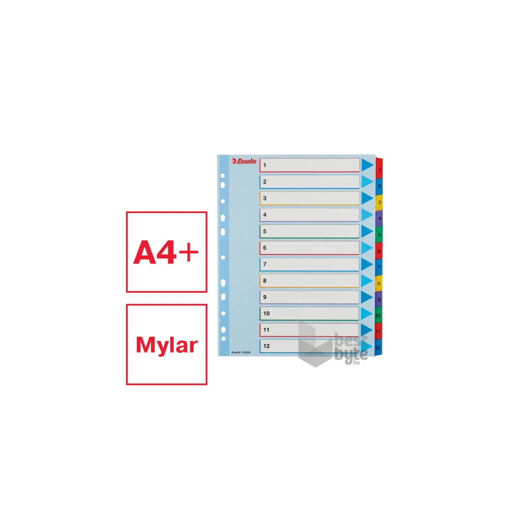 Esselte A4 extra széles 1-12 újraírható regiszter