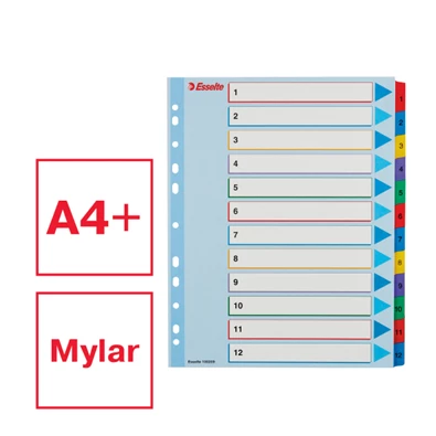 Esselte A4 extra széles 1-12 újraírható regiszter