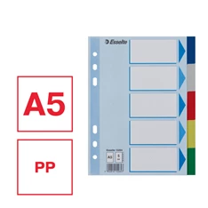 Esselte A5 műanyag 5 részes elválasztólap