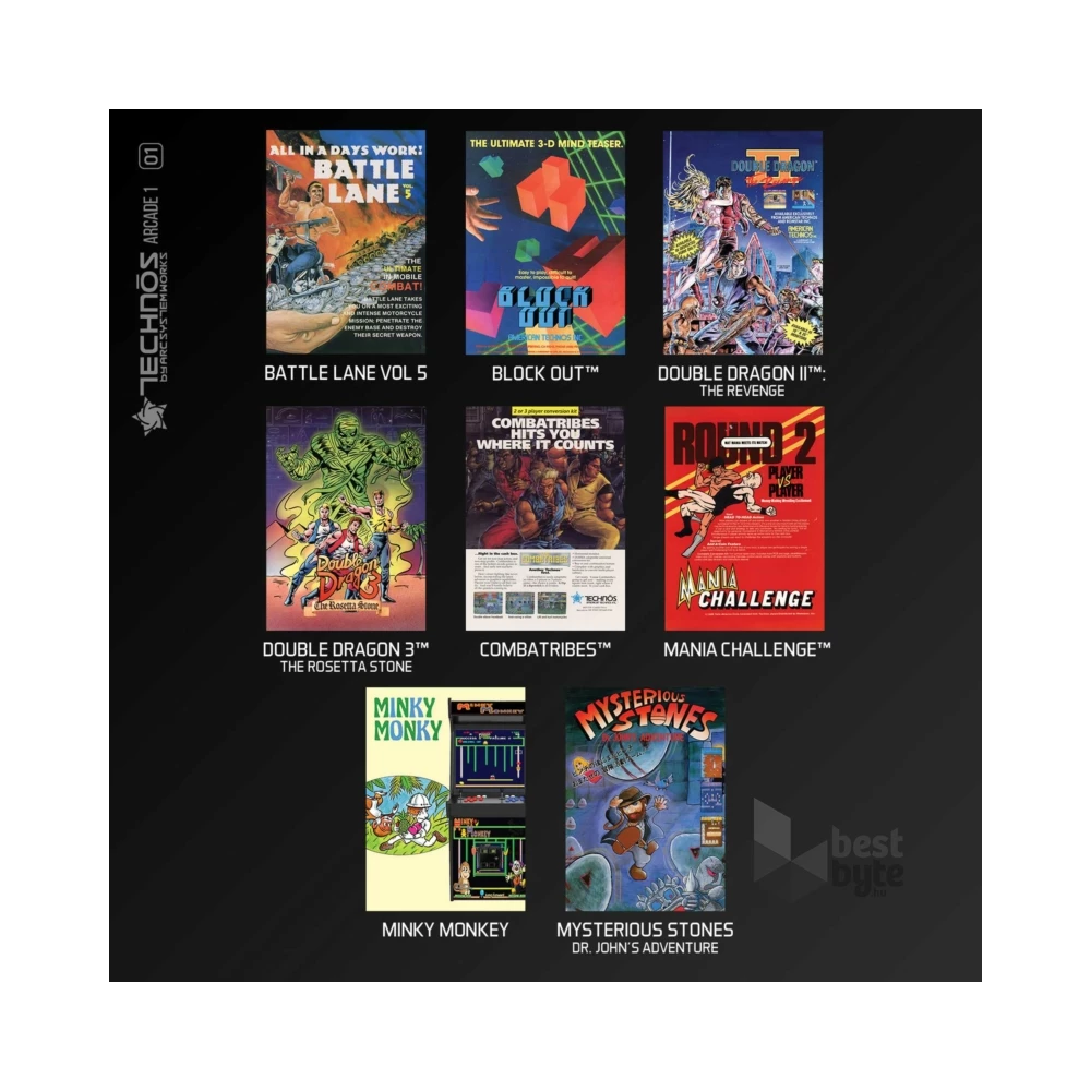 Evercade #30 Technos Arcade 1 8in1 Retro Multi Game játékszoftver csomag