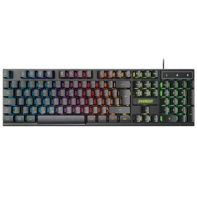 Everest KB-188 Borealis Rainbow HUN RGB LED vezetékes fekete gamer billentyűzet