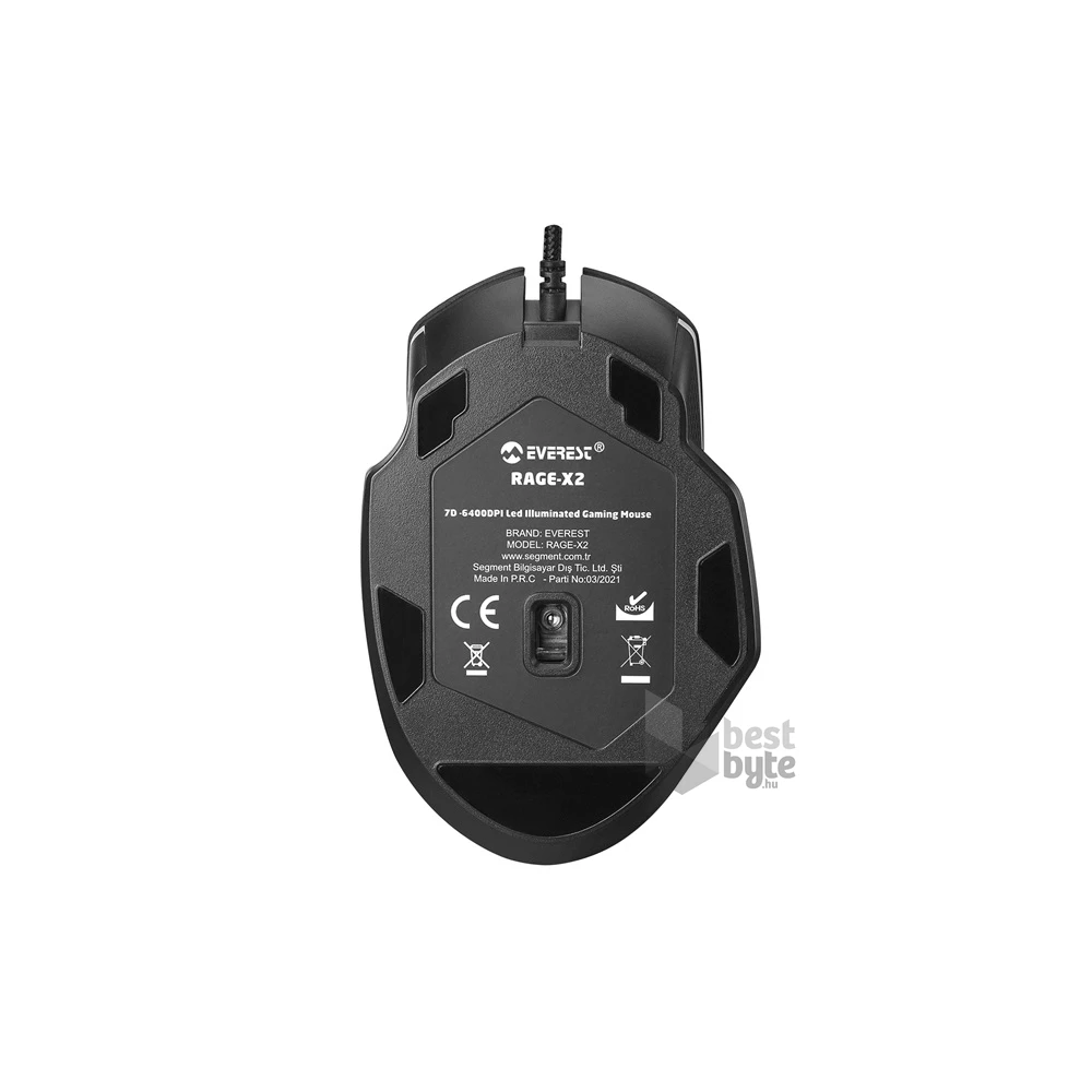 Everest RAGE-X2 RGB LED vezetékes fekete optikai gamer egér