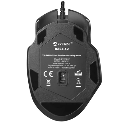 Everest RAGE-X2 RGB LED vezetékes fekete optikai gamer egér