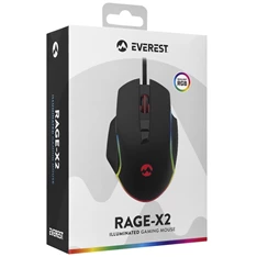 Everest RAGE-X2 RGB LED vezetékes fekete optikai gamer egér