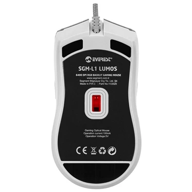 Everest SGM-L1 LUMOS RGB LED vezetékes fehér optikai gamer egér