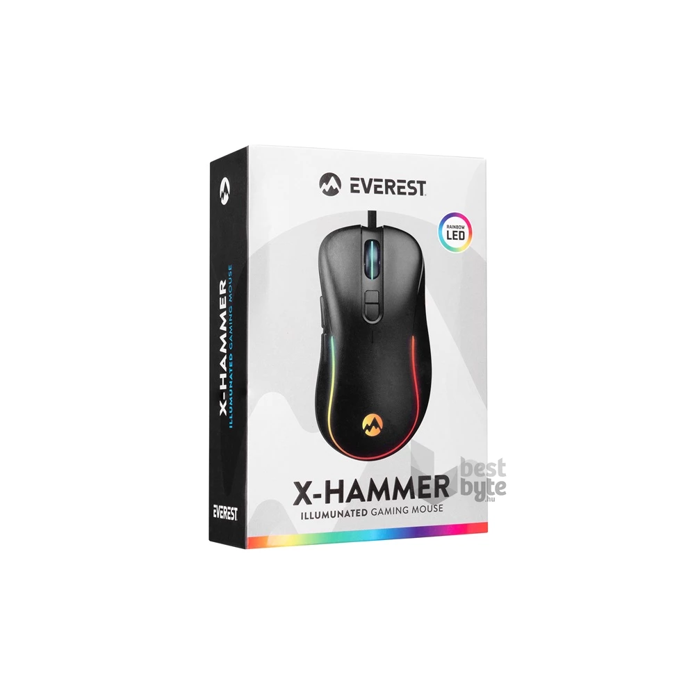 Everest SM-G58 X-HAMMER RGB LED vezetékes fekete optikai gamer egér