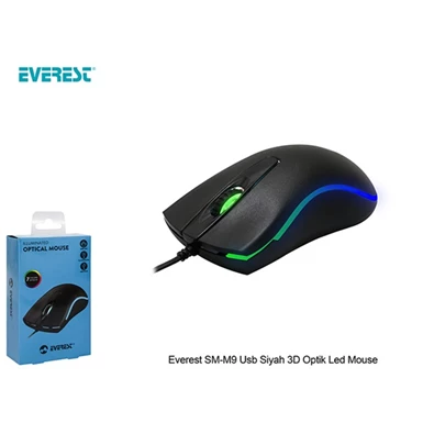 Everest SM-M9 vezetékes fekete optikai egér