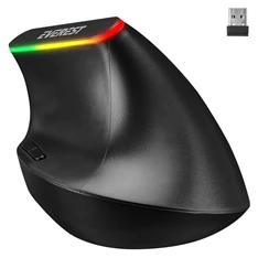 Everest SMW-618 Ergonomic Vertical RGB LED vezeték nélküli fekete optikai egér