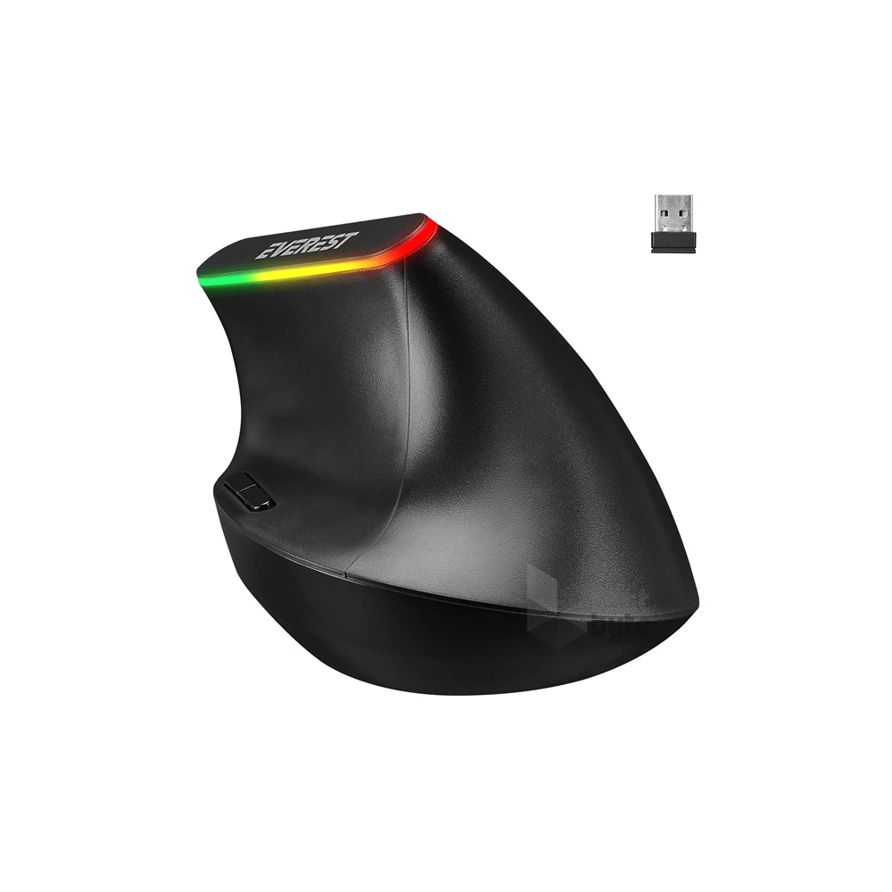 Everest SMW-618 Ergonomic Vertical RGB LED vezeték nélküli fekete optikai egér