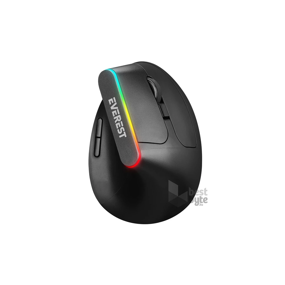 Everest SMW-618 Ergonomic Vertical RGB LED vezeték nélküli fekete optikai egér