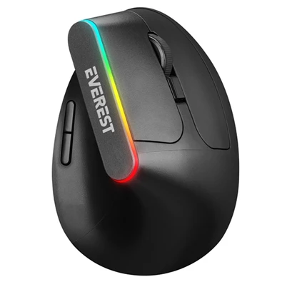 Everest SMW-618 Ergonomic Vertical RGB LED vezeték nélküli fekete optikai egér