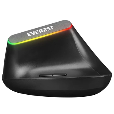 Everest SMW-618 Ergonomic Vertical RGB LED vezeték nélküli fekete optikai egér