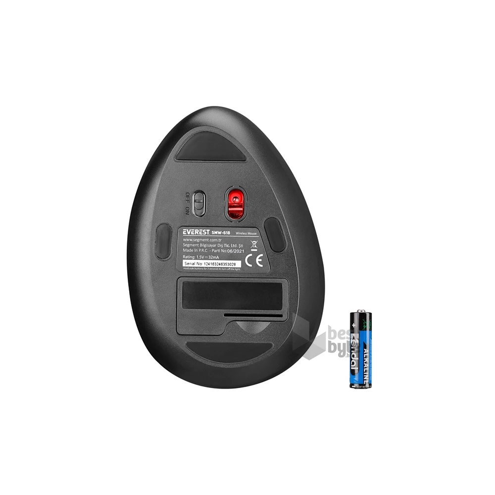 Everest SMW-618 Ergonomic Vertical RGB LED vezeték nélküli fekete optikai egér