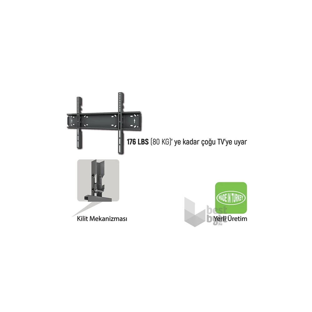 Everest TK-4085 38"-85" ultra keskeny fekete fali TV konzol
