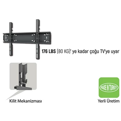 Everest TK-4085 38"-85" ultra keskeny fekete fali TV konzol