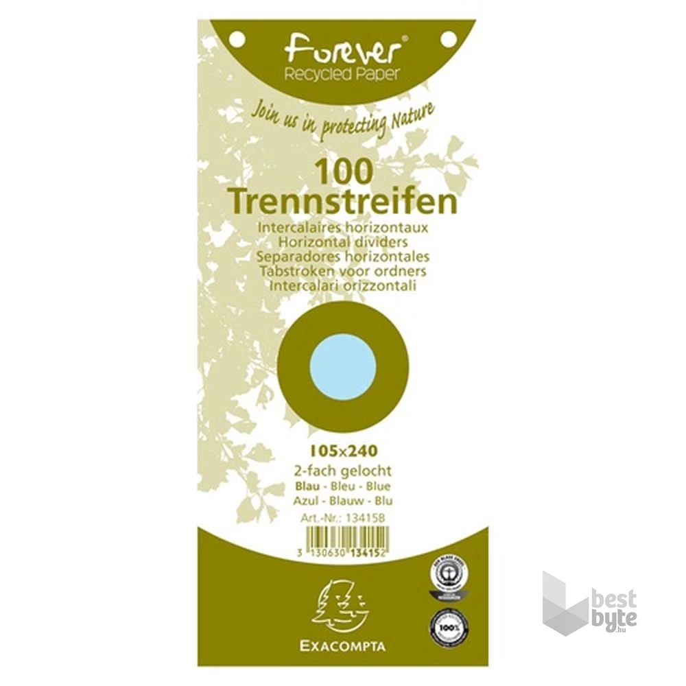 Exacompta 105x240mm 100db/cs kék elválasztócsík
