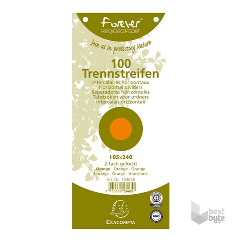 Exacompta 105x240mm 100db/cs narancssárga elválasztócsík