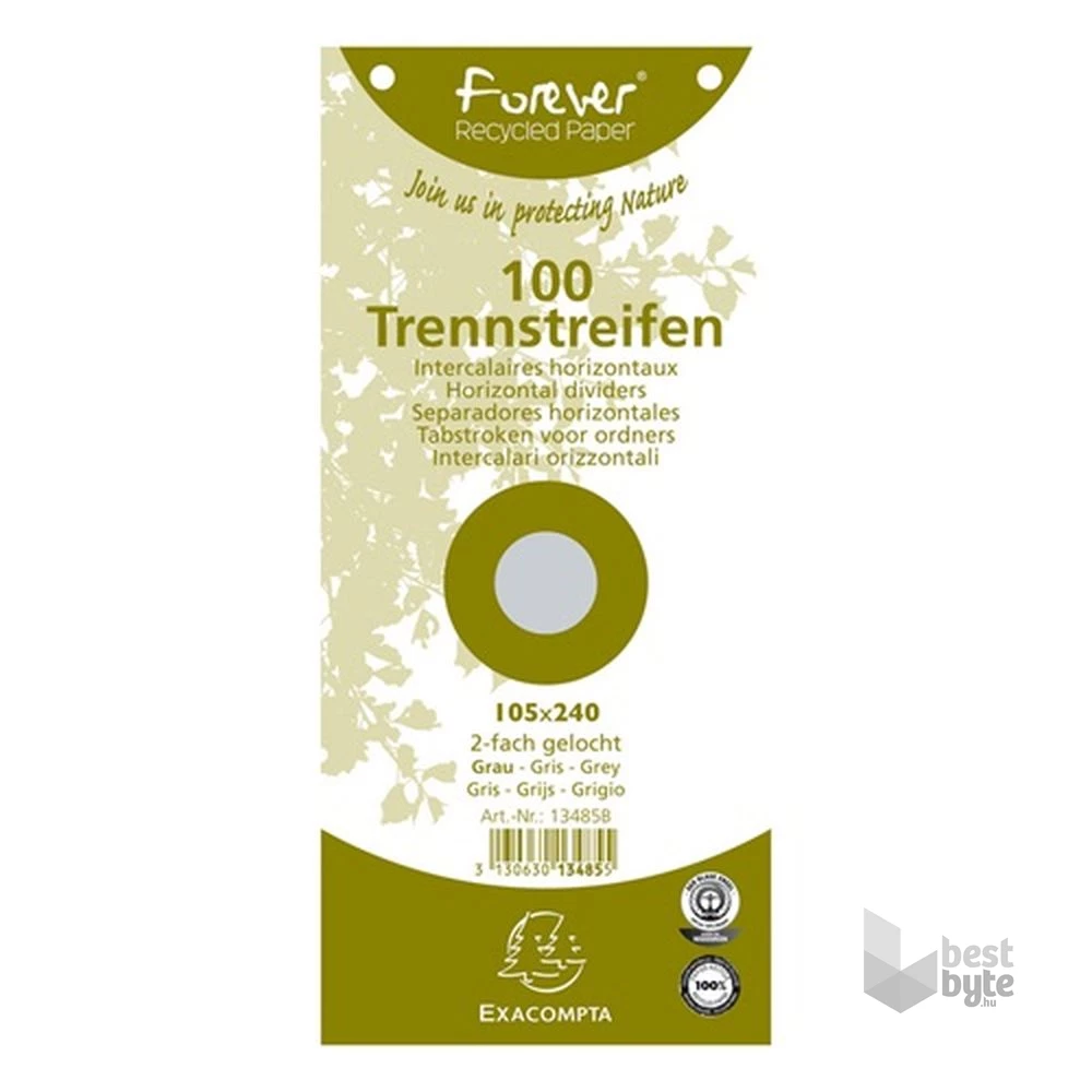 Exacompta 105x240mm 100db/cs szürke elválasztócsík