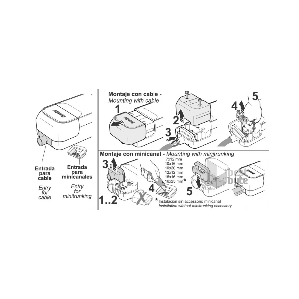 FAMATEL 2503-n fekete 16A-250V hármas földelt szerelhető elosztó