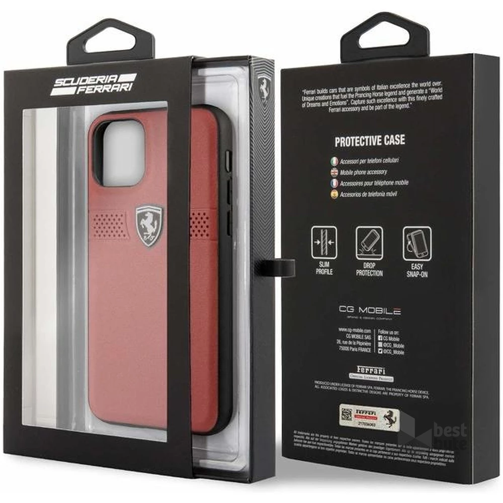 FERRARI Off Track iPhone 11 Pro piros szemcsés bőr hátlap