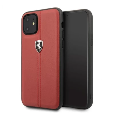 FERRARI iPhone 11 Pro Max függőlegesen csíkozott piros keménytok