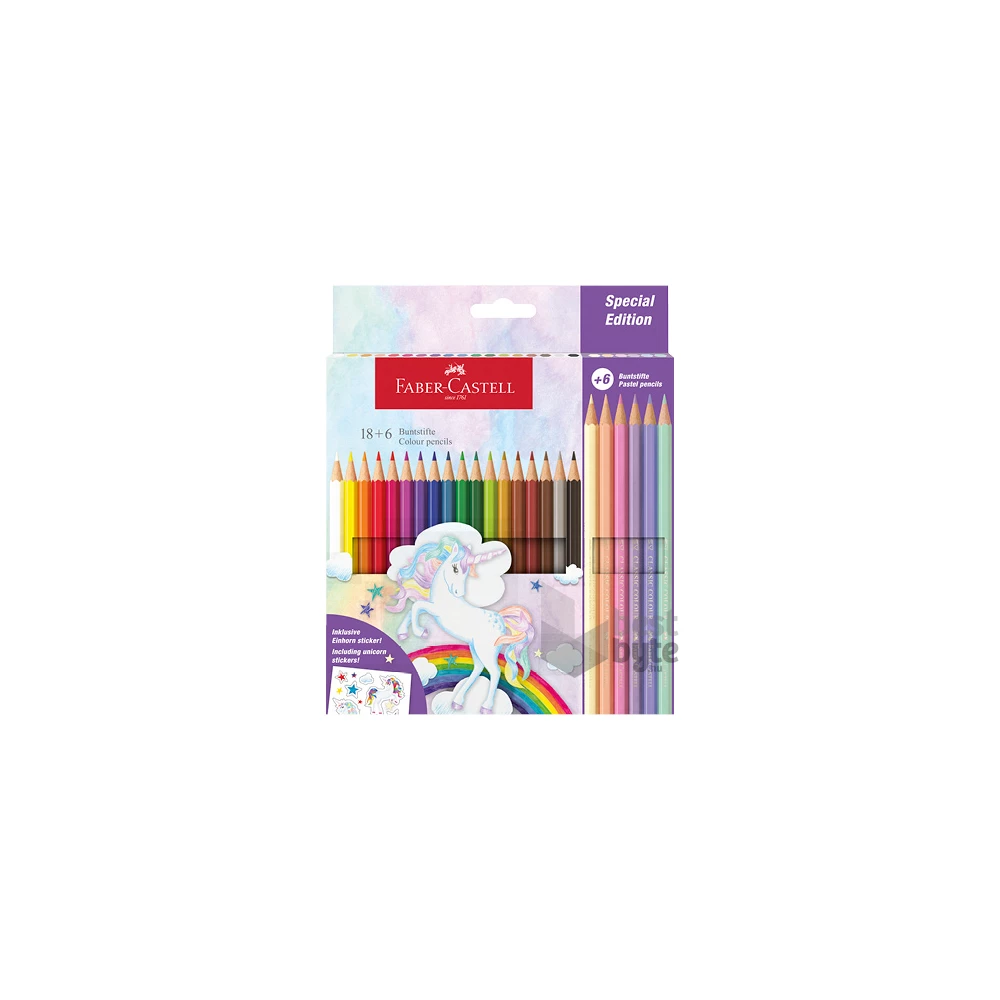 Faber-Castell Unikornis 18+6 db hatszögletű színes ceruza készlet matricával