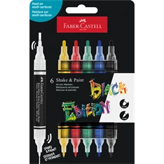 Faber-Castell Black Edition Shake&Paint Klasszikus 6 db kétvégű akrilfilctoll készlet Faber-Castell Black Edition Shake&Paint Klasszikus 6 db kétvégű akrilfilctoll készlet