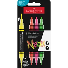 Faber-Castell Black Edition Shake&Paint Neon 4 db kétvégű akrilfilctoll készlet Faber-Castell Black Edition Shake&Paint Neon 4 db kétvégű akrilfilctoll készlet