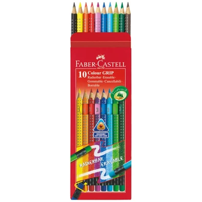 Faber-Castell Grip háromszögletű radíros 10 db színesceruza készlet